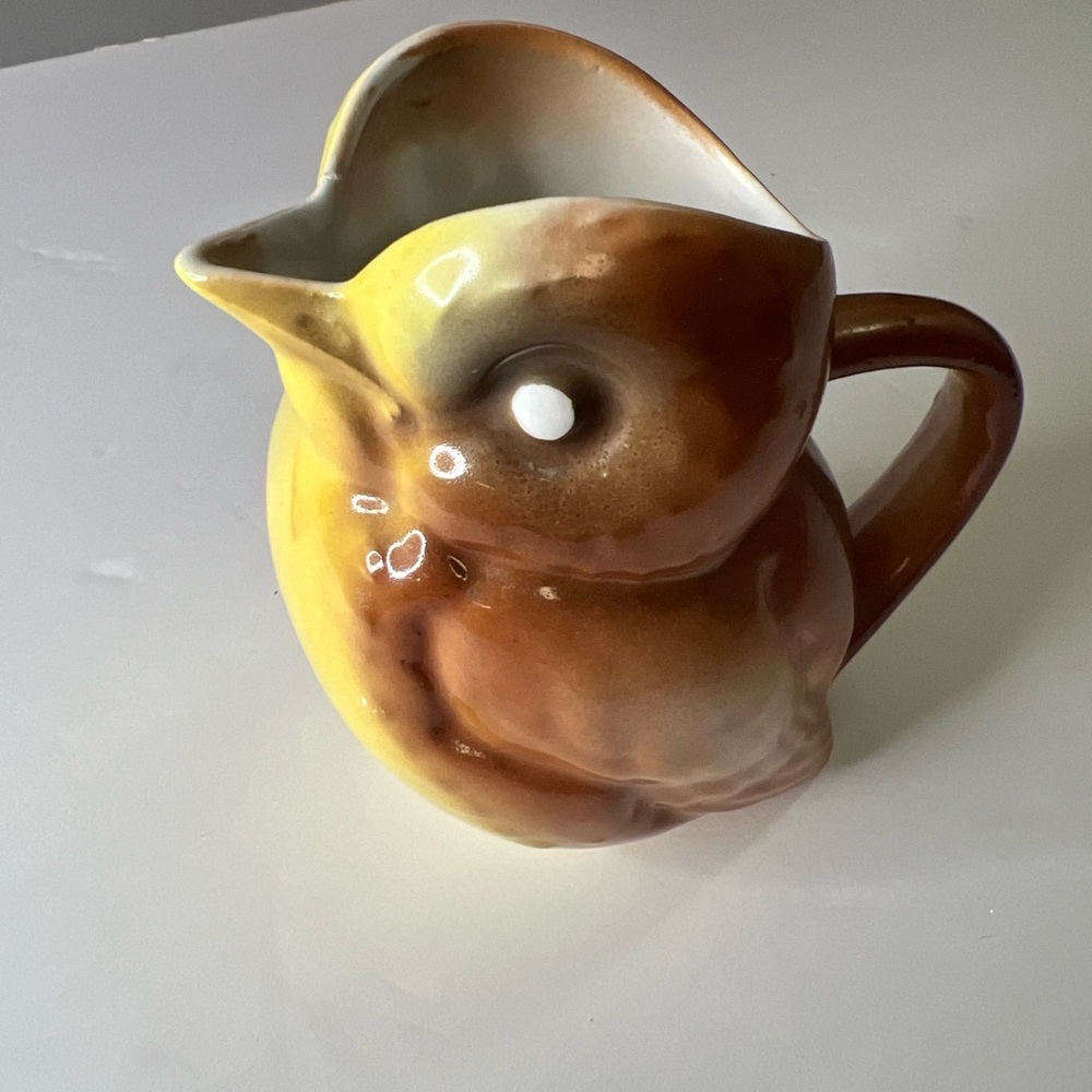 Antique Sevres 1890- Pre 1914 E. Liverpool Ohio Porcelain Bird Creamer/Pitch 5”